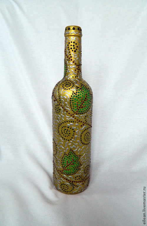 Бутылка, точечная роспись "Лоза"