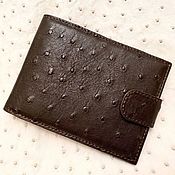 Сумки и аксессуары handmade. Livemaster - original item Wallet made of genuine ostrich leather, in dark brown color.. Handmade.