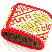 Русский стиль handmade. Livemaster - original item Bracelet nettle wide with Slavic symbols Makosh. Handmade.