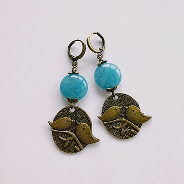 Украшения ручной работы. Ярмарка Мастеров - ручная работа Серьги птички с Аквамарином. Handmade.