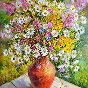 Картина  маслом с цветами  "Пионы". 30х40