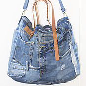 Сумки и аксессуары handmade. Livemaster - original item Tote Bag Denim Oversize size Casual Fabric Bag. Handmade.