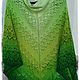 Shawl 'Openwork feathers' knitted, green. Shawls. Makushka_knits. Online shopping on My Livemaster.  Фото №2