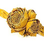 Украшения handmade. Livemaster - original item Rose dance Yellow Leather bracelet handmade Flowers, genuine leather. Handmade.