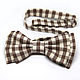 Галстук-бабочка в бело-коричневую клетку. Галстуки. Super bow ties. Интернет-магазин Ярмарка Мастеров.  Фото №2