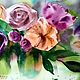 Picture bouquet with tea and purple roses on a light background. Roses. Pictures. Olga Ermakova art. My Livemaster. Фото №4