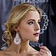Wedding earrings Swan Princess lace earrings tatting with beads, Earrings, Novosibirsk,  Фото №1