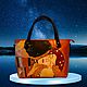 Leather woman yellow brown artistic handbag Klimt The Kiss. Classic Bag. Avtorskie kozhanye sumki iz Italii. Интернет-магазин Ярмарка Мастеров.  Фото №2