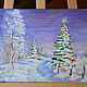 Picture miniature Christmas tree, 20h15, oil, with frame. Pictures. Valeria. My Livemaster. Фото №6