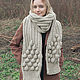 Knitted scarf with a voluminous merino/cashmere/alpaca pattern, Scarves, Balahna,  Фото №1