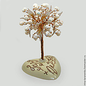 Цветы и флористика handmade. Livemaster - original item Tree of pearls on mother of pearl heart with a personalized inscription. Handmade.