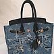 Джинсовая сумка в стиле Birkin 30. My Handmade. Классическая сумка. Magic denim in art. Ярмарка Мастеров.  Фото №4