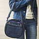 Круглая crossbody из джинсы "Лавандовый деним". Сумка через плечо. Jeans bags by Anna. Ярмарка Мастеров.  Фото №9