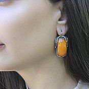 Украшения handmade. Livemaster - original item Earrings with amber made of 925 silver ALS0027. Handmade.