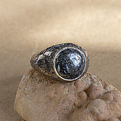 Украшения handmade. Livemaster - original item Men`s silver ring with hematite 