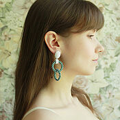 Украшения handmade. Livemaster - original item Earrings Rings: emerald. cruise collection. bead earrings. Handmade.