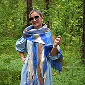 Аксессуары handmade. Livemaster - original item Sea blue felted scarf, soft delicate scarf, size 32 x 210 cm. Handmade.