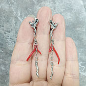Украшения handmade. Livemaster - original item Silver Dragon Earrings with Coral Twigs. Handmade.