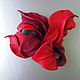 Order Large leather flower brooch red cherry Bordeaux. De-Si-Re. Livemaster. . Brooches Фото №3