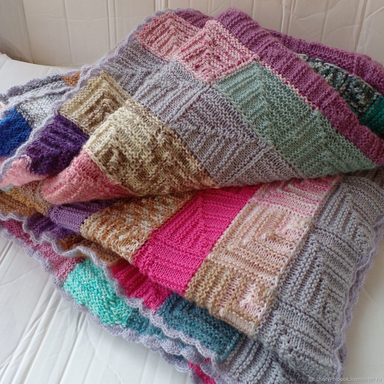 Пледы: Покрывало вязаное ручной работы Деревенский Прованс купить в ...