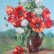 Картины и панно handmade. Livemaster - original item Oil painting with poppies flowers 50/40 "Poppies in the country". Handmade.