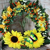 Цветы и флористика handmade. Livemaster - original item Bright summer, interior wreath. Handmade.