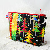 Сумки и аксессуары handmade. Livemaster - original item Cosmetic bag with red zipper Christmas trees. Handmade.