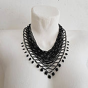 Украшения handmade. Livemaster - original item Black beaded kerchief necklace. Handmade.