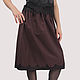 Burgundy skirt with lace on elastic viscose 65cm, Skirts, Moscow,  Фото №1