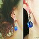 Серебряные серьги с розами лэмпворк и swarovski "Royal Blue". Серьги классические. Farfalla Design by Olga Kadaner. Ярмарка Мастеров.  Фото №6