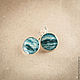 Круглые сережки измображением морских волн. Серьги классические. Minty-mix. Интернет-магазин Ярмарка Мастеров.  Фото №2