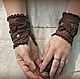 Pulseras - puños de piel de Chocolate'. Cuff bracelet. Shop Natalia Glebovskaya. Ярмарка Мастеров.  Фото №6