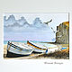 Watercolor seascape 'Fishing coast' (repeat). Pictures. yuliabogun. Online shopping on My Livemaster.  Фото №2