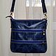 Blue leather bag with pockets. Crossbody bag. J.P.-Handmade Designer Bags. My Livemaster. Фото №4