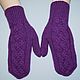 Purple mittens with a wide braid, Mittens, Orenburg,  Фото №1