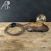 Для дома и интерьера handmade. Livemaster - original item Table lamp made of sawn wood in the Loft and rustic style with an Edison lamp. Handmade.