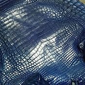 Материалы для творчества handmade. Livemaster - original item Crocodile skin, in dark blue color, haberdashery dressing.. Handmade.