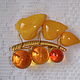 Natural amber Brooch amber Yolk Brass gold Plated vintage USSR, Vintage brooches, Saratov,  Фото №1