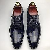 Обувь ручной работы handmade. Livemaster - original item Men`s shoes, crocodile leather, in dark blue!. Handmade.