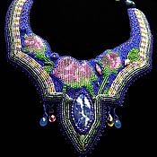 Украшения handmade. Livemaster - original item Necklace with lapis embroidered beaded 