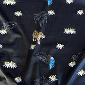 Итальянская вышивка на шелковом креш-шифоне "Яркие цветы"