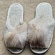 Women's white Mouton slippers 34,5-35 size, Slippers, Moscow,  Фото №1