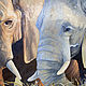Картина маслом на холсте: "Слоны на закате". Картины. Мария Сильвестрова. Ярмарка Мастеров.  Фото №6