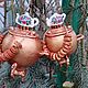 Ватная елочная игрушка Самовар с чайничком и баранками. Елочные игрушки. Наталья Гужеля. Интернет-магазин Ярмарка Мастеров.  Фото №2