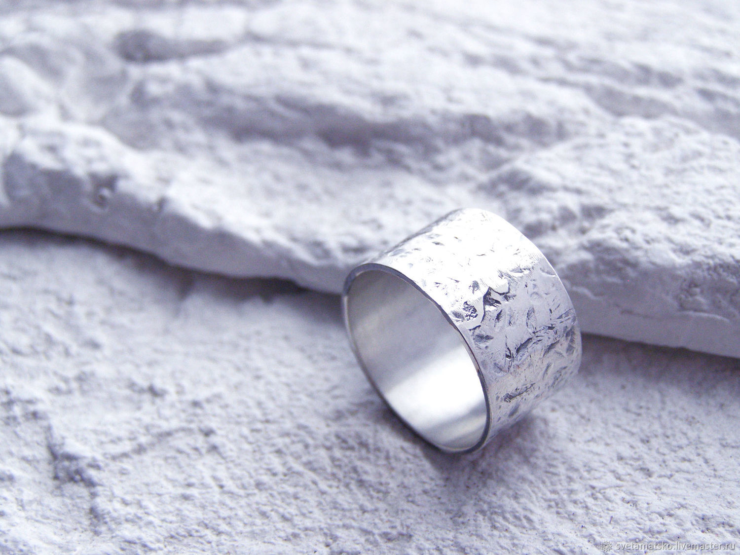 Кольцо широкое серебро