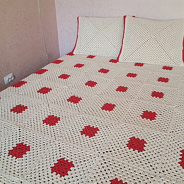 Для дома и интерьера ручной работы. Ярмарка Мастеров - ручная работа Вязанное покрывало и накидки из хлопкового шпагата. Handmade.