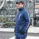 Order Dark blue men's jacket, long jacket, zippered coat with collar. Lara (EnigmaStyle). Livemaster. . Mens outerwear Фото №3