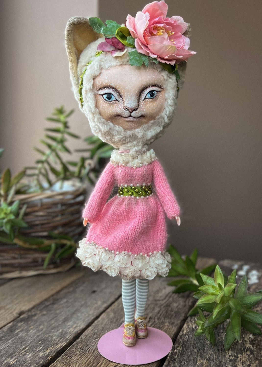 Авторская кукла Кошка Пинки артдолл купить в интернет-магазине Ярмарка ...