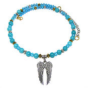 Украшения handmade. Livemaster - original item Choker necklace blue with stones amulet Angel wings. Handmade.