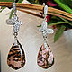 Large silver earrings with rhodonite ' Butterflies'. Earrings. Jewelry just for You (G-Korchagina). My Livemaster. Фото №4